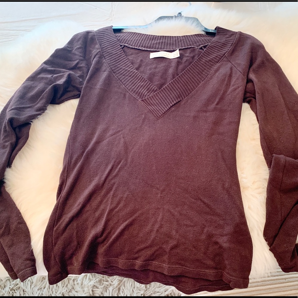 ZARA - Brown v-neck lightweight Sweater 🧥🦦🐿🍷